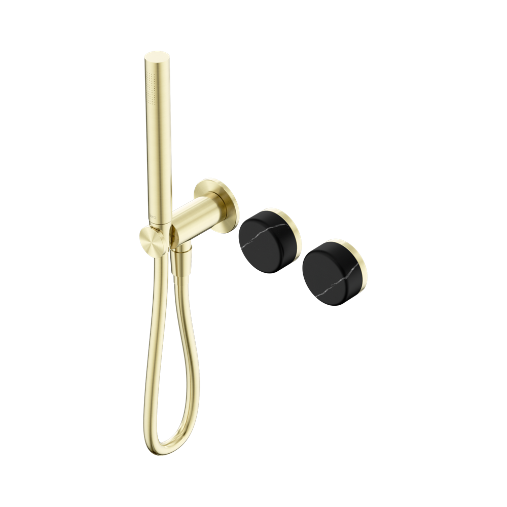 Nero Serenity Progressive Shower System Slim Shower Trim Kit Only Marquina Black Handle Brushed Gold 24E123BG
