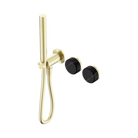 Nero Serenity Progressive Shower System Slim Shower Trim Kit Only Marquina Black Handle Brushed Gold 24E123BG