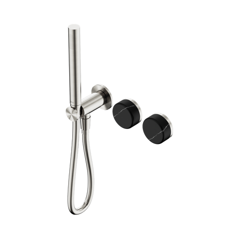 Nero Serenity Progressive Shower System Slim Shower Trim Kit Only Marquina Black Handle Brushed Nickel 24E123BN