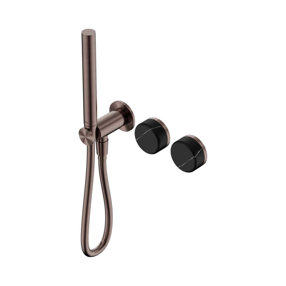 Nero Serenity Progressive Shower System Slim Shower Trim Kit Only Marquina Black Handle Brushed Bronze 24E123BZ