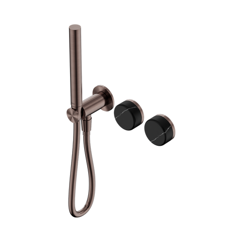 Nero Serenity Progressive Shower System Slim Shower Trim Kit Only Marquina Black Handle Brushed Bronze 24E123BZ