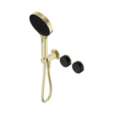 Nero Serenity Progressive Shower System Serenity Shower Trim Kit Only Marquina Black Handle Brushed Gold 24E124BG
