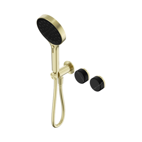 Nero Serenity Progressive Shower System Serenity Shower Trim Kit Only Marquina Black Handle Brushed Gold 24E124BG