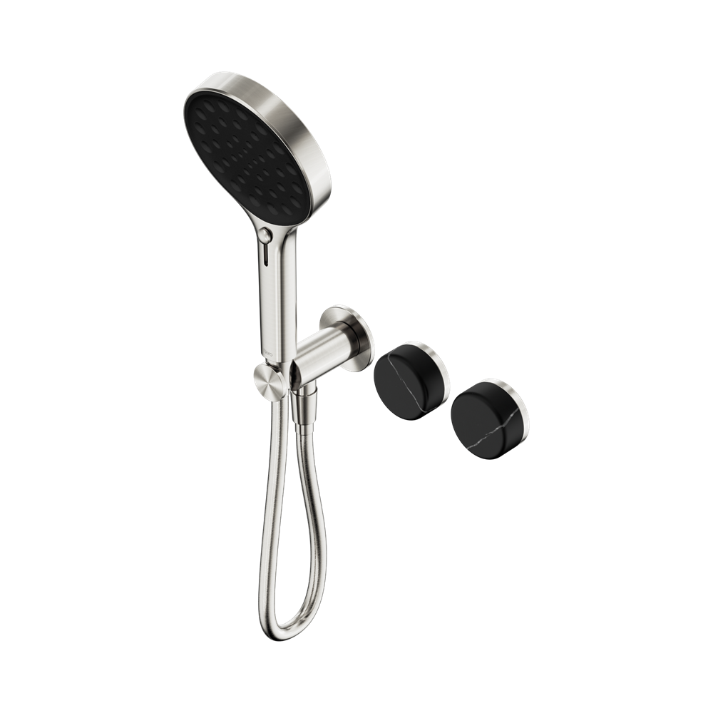 Nero Serenity Progressive Shower System Serenity Shower Trim Kit Only Marquina Black Handle Brushed Nickel 24E124BN