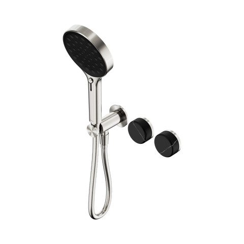 Nero Serenity Progressive Shower System Serenity Shower Trim Kit Only Marquina Black Handle Brushed Nickel 24E124BN