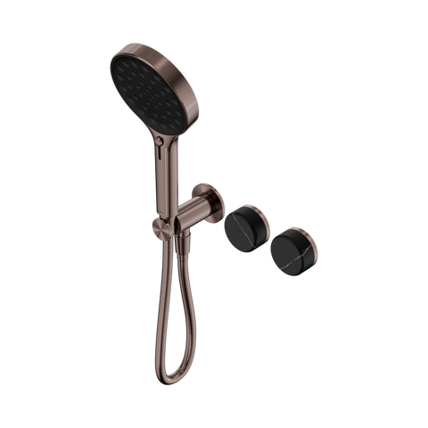 Nero Serenity Progressive Shower System Serenity Shower Trim Kit Only Marquina Black Handle Brushed Bronze 24E124BZ