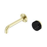 Nero Serenity Progressive Wall Basin Mixer Set 160mm Spout Trim Kit Only Marquina Black Handle Brushed Gold 24E125BG