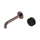 Nero Serenity Progressive Wall Basin Mixer Set 160mm Spout Trim Kit Only Marquina Black Handle Brushed Bronze 24E125BZ