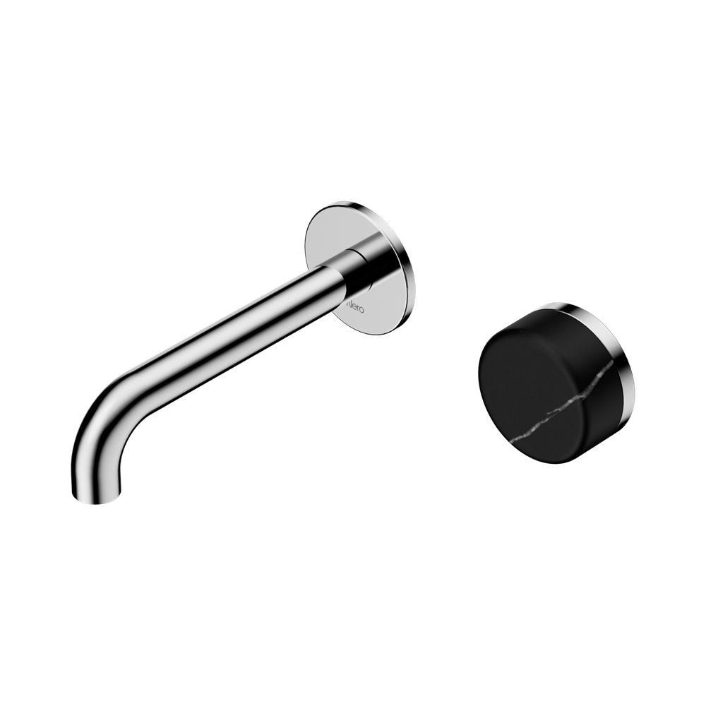 Nero Serenity Progressive Wall Basin Mixer Set 160mm Spout Trim Kit Only Marquina Black Handle Chrome 24E125CH