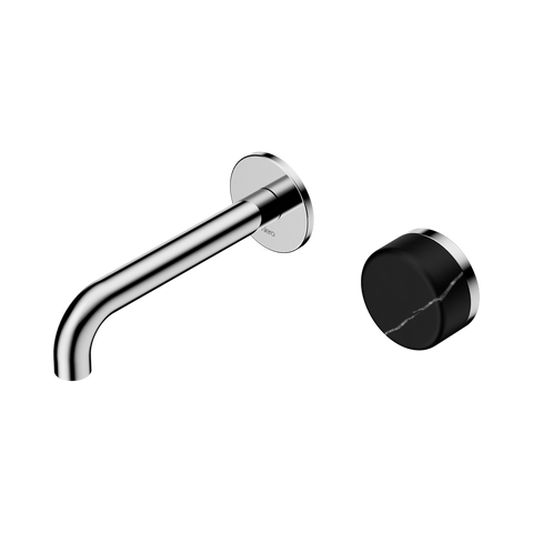 Nero Serenity Progressive Wall Basin Mixer Set 160mm Spout Trim Kit Only Marquina Black Handle Chrome 24E125CH