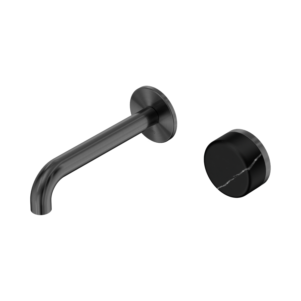 Nero Serenity Progressive Wall Basin Mixer Set 160mm Spout Trim Kit Only Marquina Black Handle Gunmetal 24E125GM