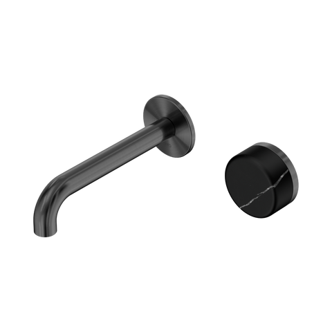 Nero Serenity Progressive Wall Basin Mixer Set 160mm Spout Trim Kit Only Marquina Black Handle Gunmetal 24E125GM