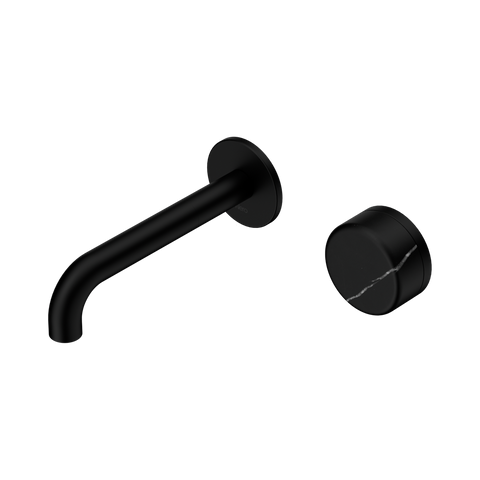 Nero Serenity Progressive Wall Basin Mixer Set 160mm Spout Trim Kit Only Marquina Black Handle Matte Black 24E125MB