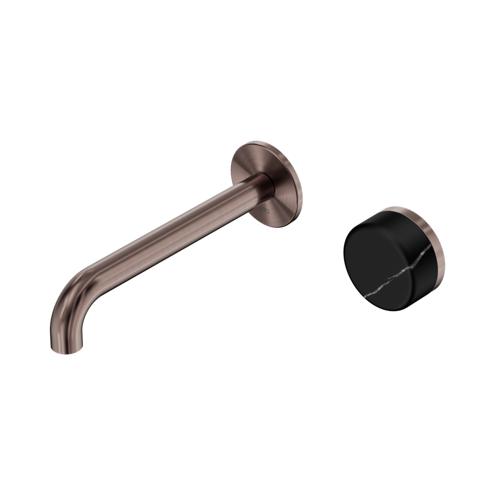 Nero Serenity Progressive Wall Basin Mixer Set 185mm Spout Trim Kit Only Marquina Black Handle Brushed Bronze 24E126BZ