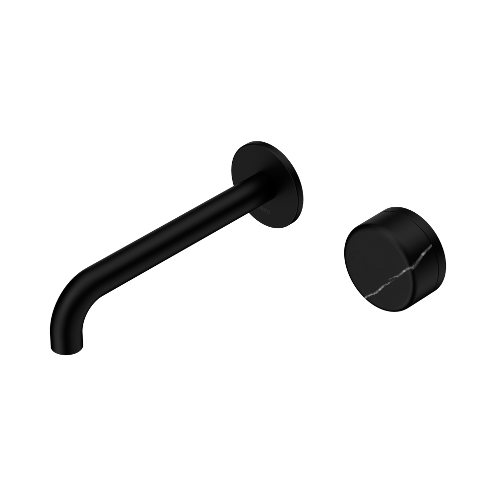 Nero Serenity Progressive Wall Basin Mixer Set 185mm Spout Trim Kit Only Marquina Black Handle Matte Black 24E126MB