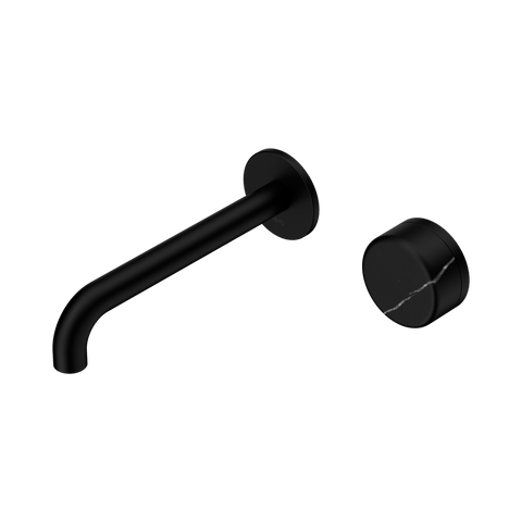 Nero Serenity Progressive Wall Basin Mixer Set 185mm Spout Trim Kit Only Marquina Black Handle Matte Black 24E126MB