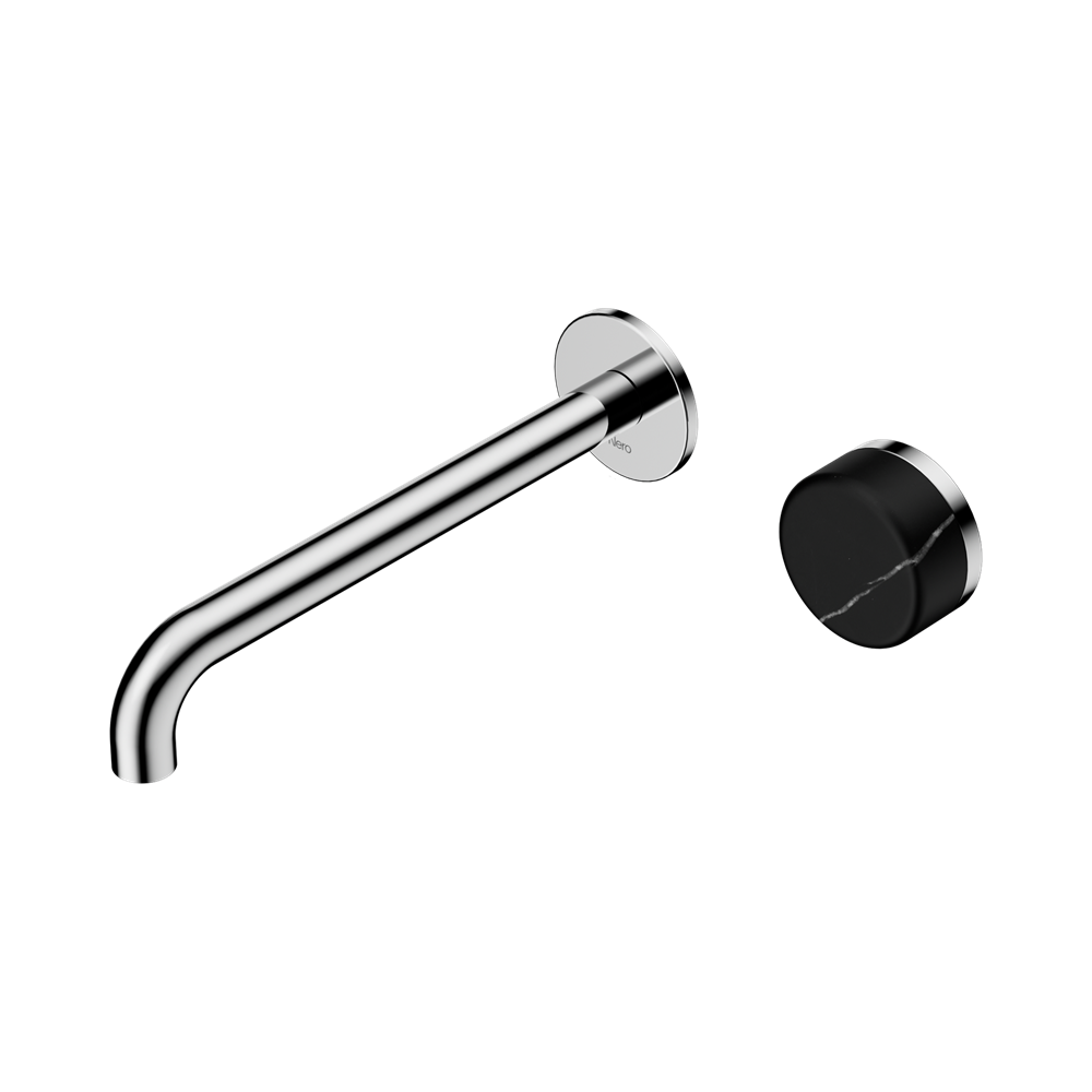 Nero Serenity Progressive Wall Basin Mixer Set 220mm Spout Trim Kit Only Marquina Black Handle Chrome 24E127CH