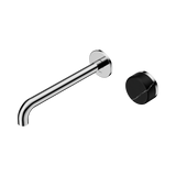 Nero Serenity Progressive Wall Basin Mixer Set 220mm Spout Trim Kit Only Marquina Black Handle Chrome 24E127CH