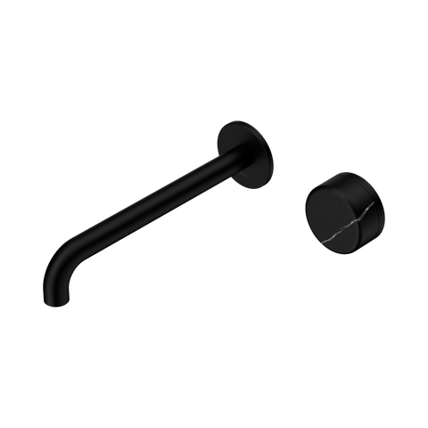 Nero Serenity Progressive Wall Basin Mixer Set 220mm Spout Trim Kit Only Marquina Black Handle Matte Black 24E127MB