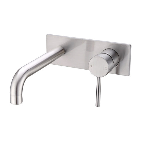 Amelie Royale Pin Wall Basin/Bath Mixer Rectangle Plate (Trim Kit Only) 185mm Brushed Nickel BDO250810BTBN