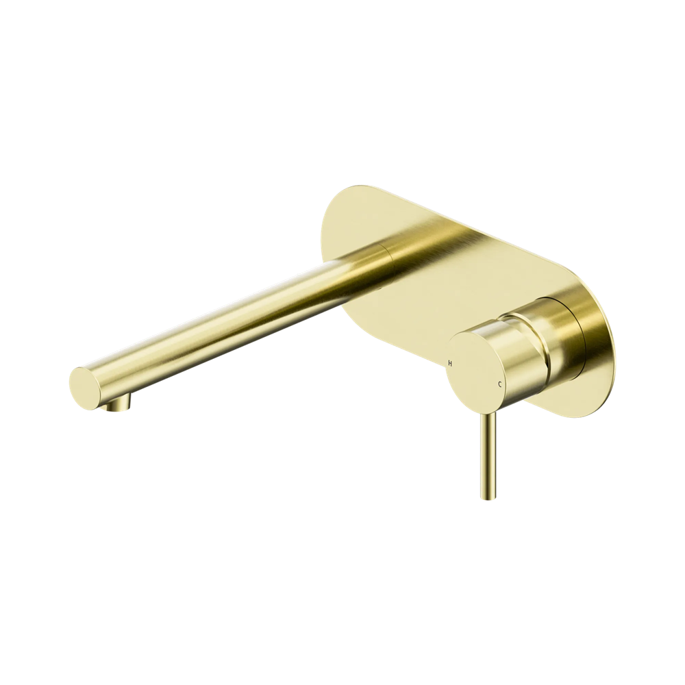 Amelie Royale II Pin Wall Basin/Bath Mixer Pin with Back Plate 185mm Straight Spout (Trim Kit) Brushed Gold BDO25B007BG