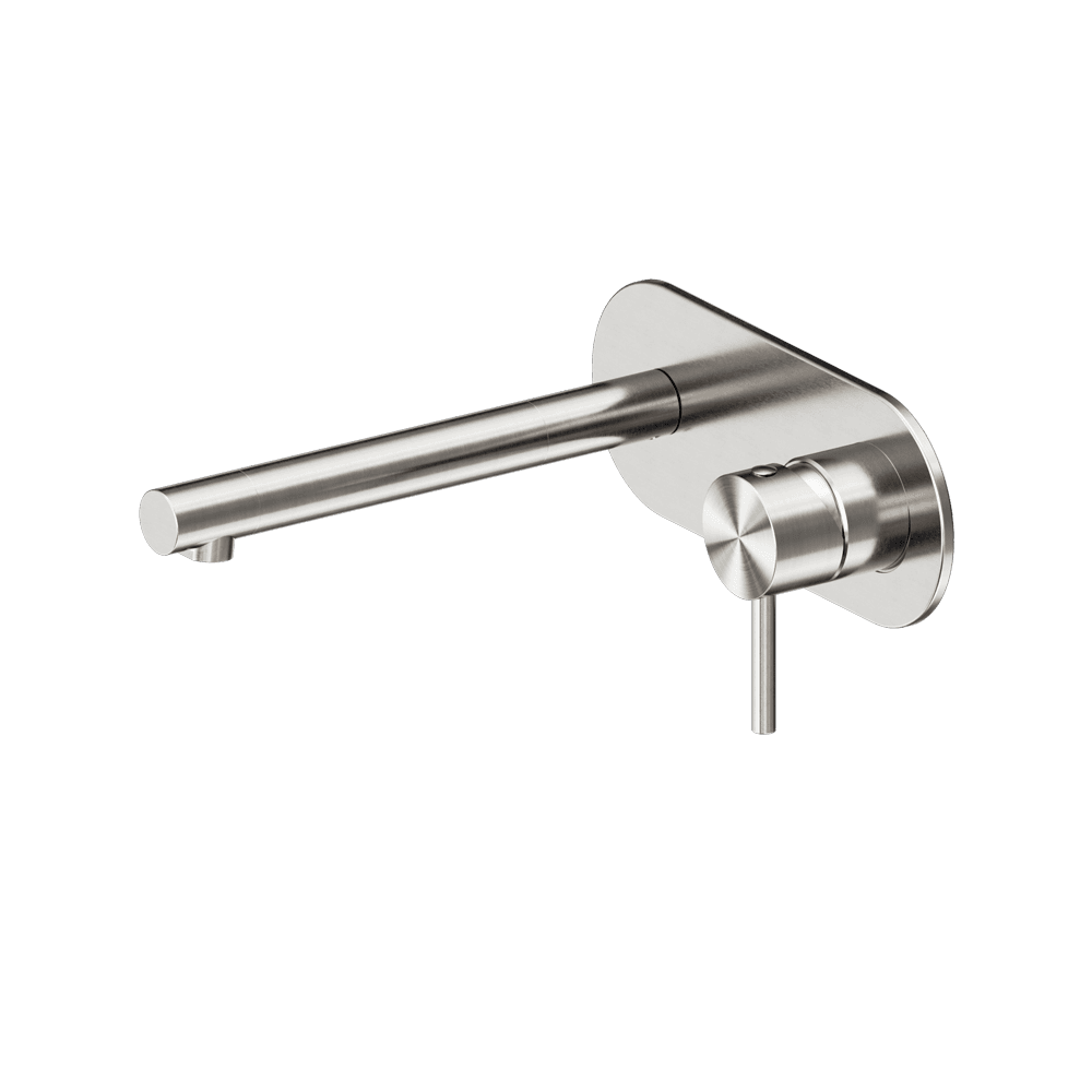 Nero Dolce 2 Wall Basin/Bath Mixer Set 185mm Spout Brushed Nickel 25B005BN