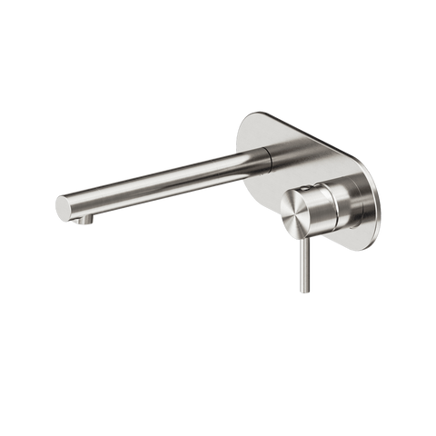 Nero Dolce 2 Wall Basin/Bath Mixer Set 185mm Spout Brushed Nickel 25B005BN