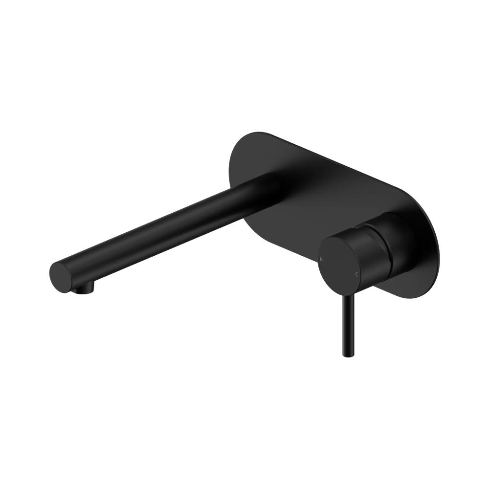 Amelie Royale II Pin Wall Basin/Bath Mixer Pin with Back Plate 185mm Straight Spout (Trim Kit) Matte Black BDO25B007MB
