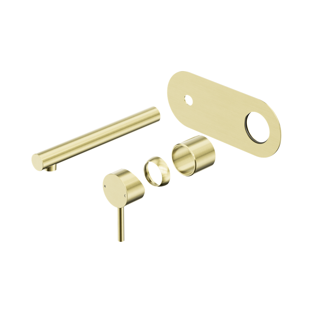 Nero Dolce 2 Wall Basin/Bath Mixer Set 185mm Spout (Trim Kit Only) Brushed Gold 25B007BG