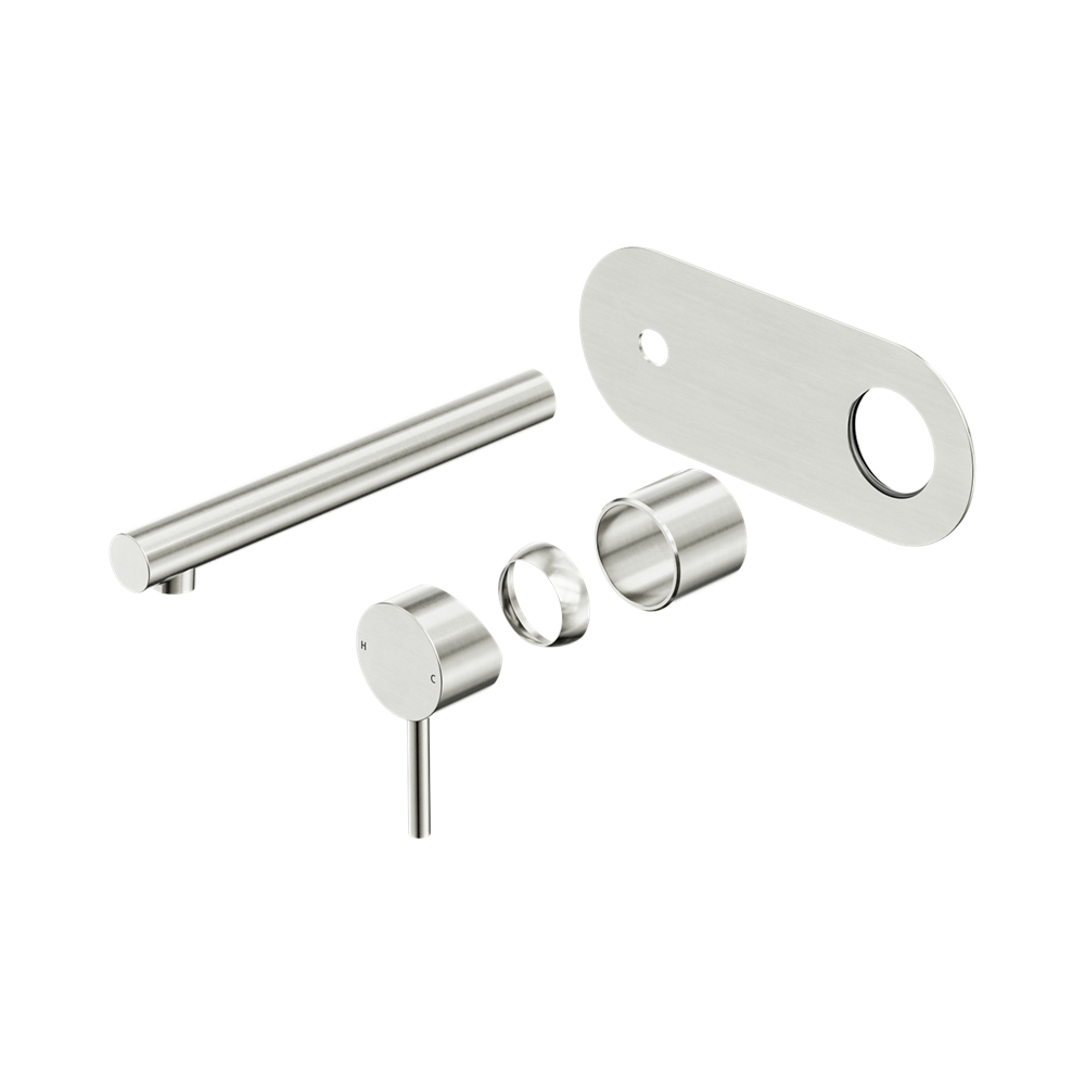 Nero Dolce 2 Wall Basin/Bath Mixer Set 185mm Spout (Trim Kit Only) Brushed Nickel 25B007BN