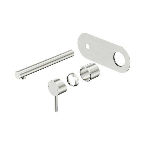 Nero Dolce 2 Wall Basin/Bath Mixer Set 185mm Spout (Trim Kit Only) Brushed Nickel 25B007BN