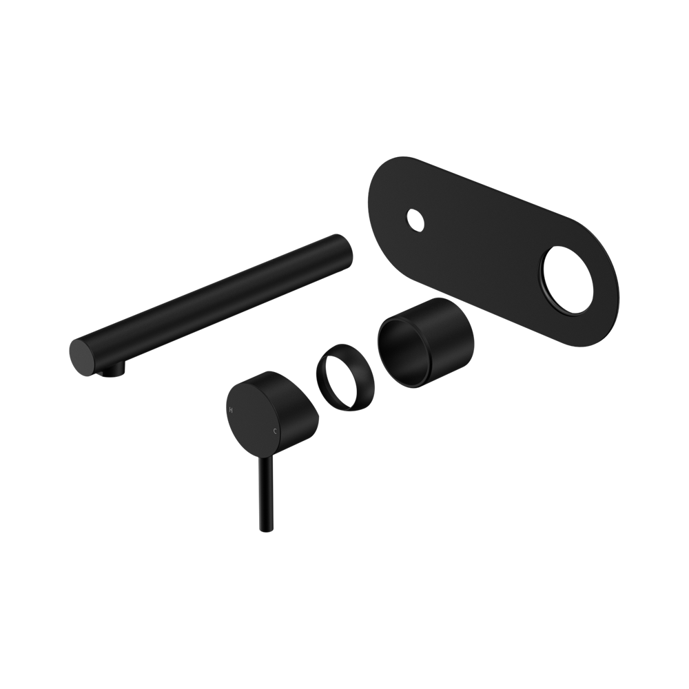 Nero Dolce 2 Wall Basin/Bath Mixer Set 185mm Spout (Trim Kit Only) Matte Black 25B007MB