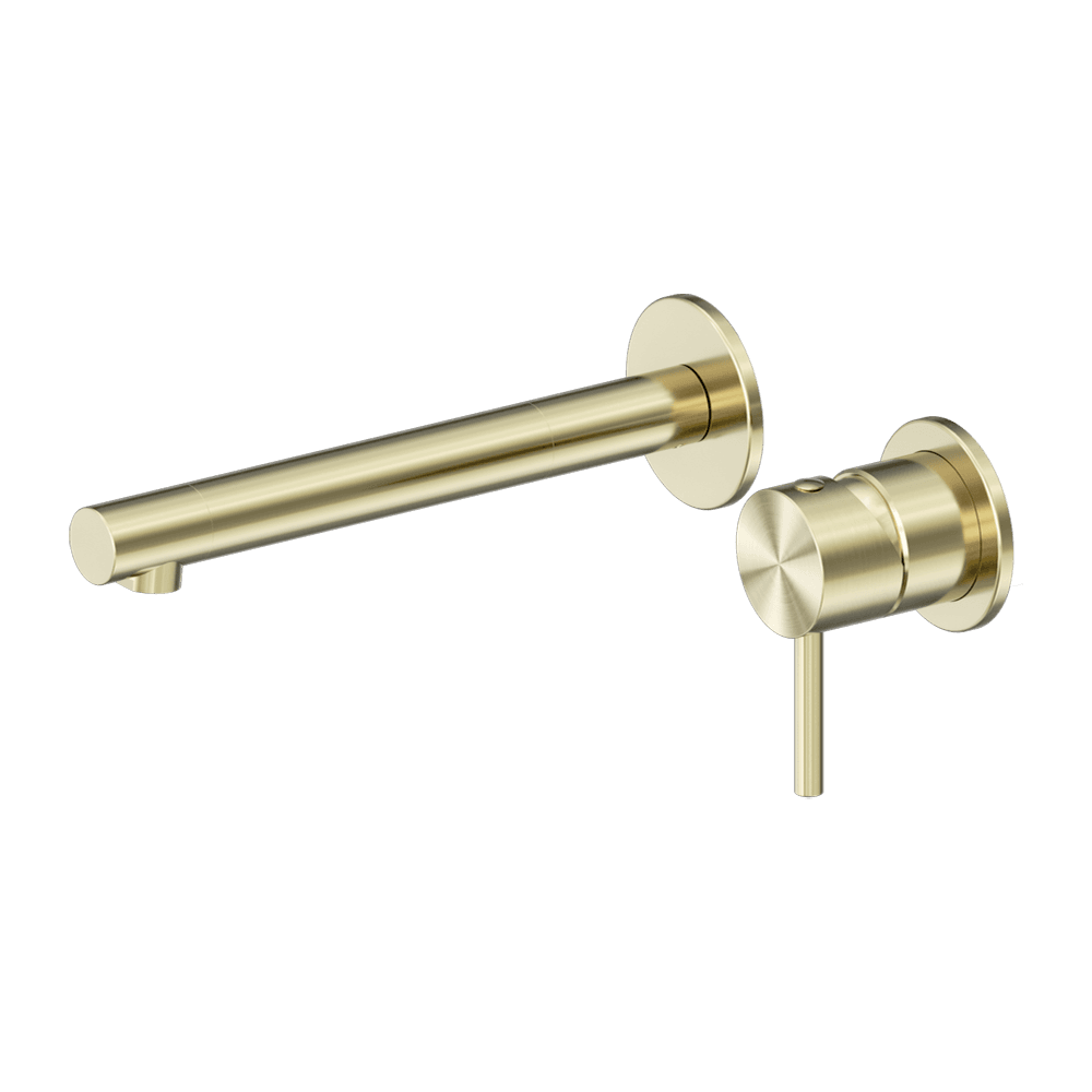 Nero Dolce 2 Wall Basin/Bath Mixer Set Separate Plates 185mm Spout (Trim Kit Only) Brushed Gold 25B008BG