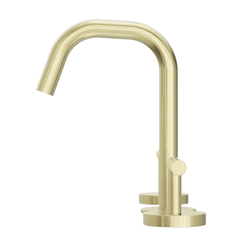 Nero Mecca Lever Hob Basin Set 1/4 Turn Edge Spout Brushed Gold 25D001BG