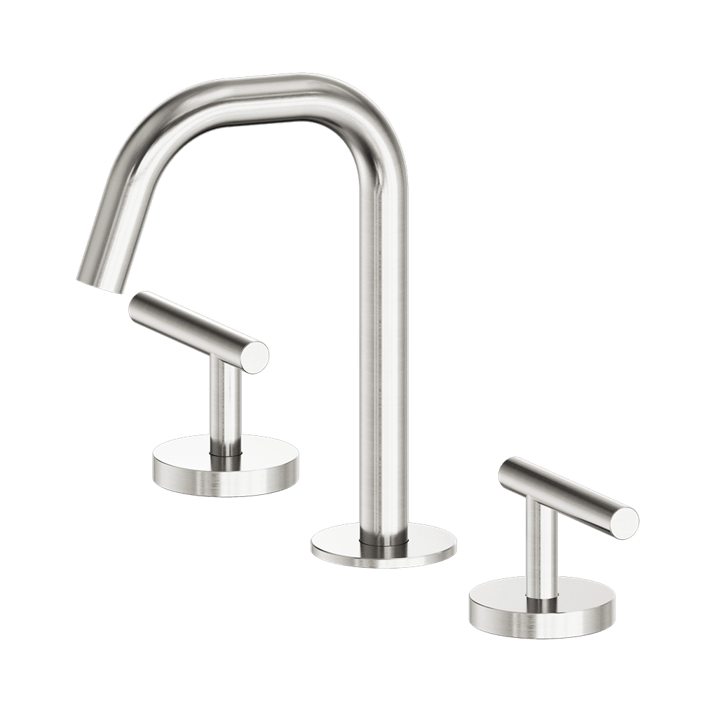 Nero Mecca Lever Hob Basin Set 1/4 Turn Edge Spout Brushed Nickel 25D001BN