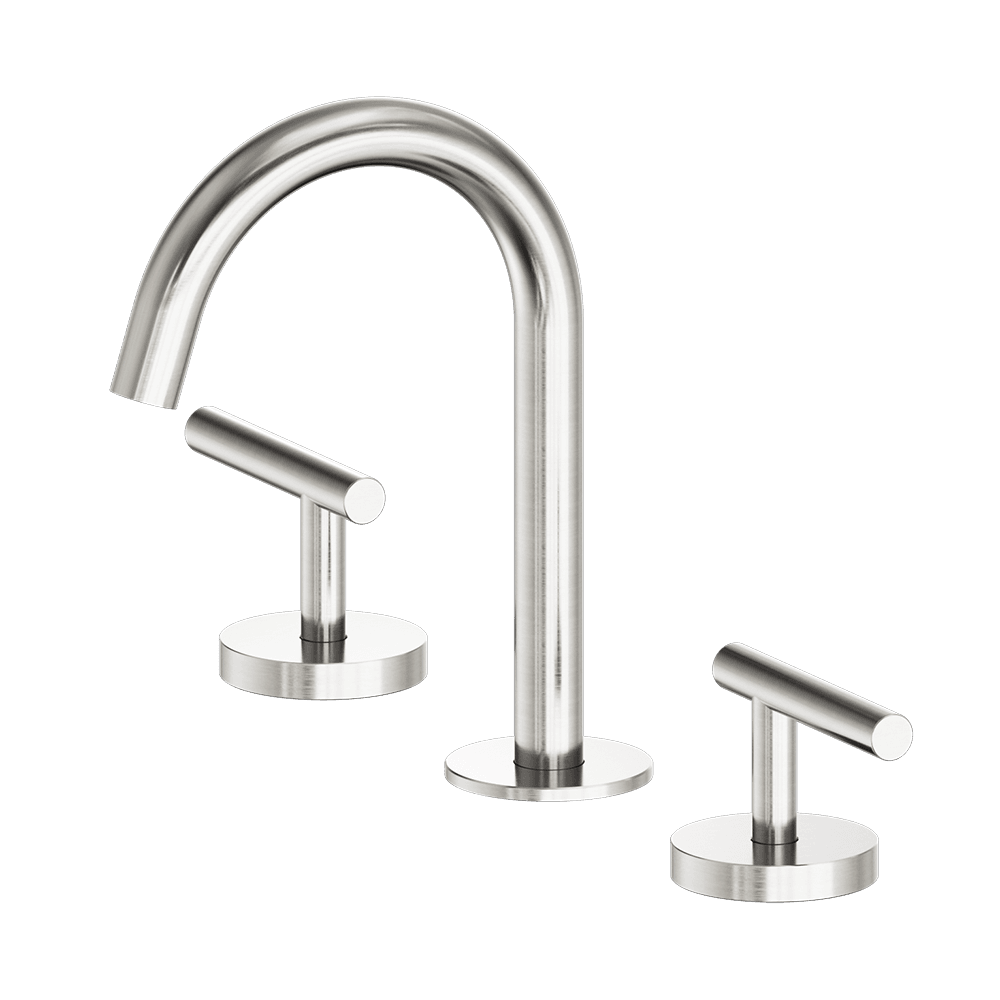 Nero Mecca Lever Hob Basin Set 1/4 Turn Arc Spout Brushed Nickel 25D002BN