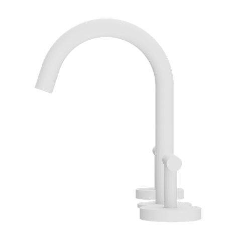 Nero Mecca Lever Hob Basin Set 1/4 Turn Arc Spout Matte White 25D002MW