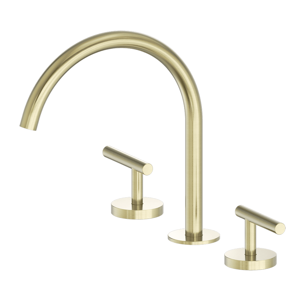 Nero Mecca Lever Hob Kitchen/Bath Set 1/4 Turn 220mm Arc Spout Brushed Gold 25D004BG