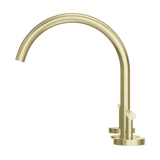 Nero Mecca Lever Hob Kitchen/Bath Set 1/4 Turn 220mm Arc Spout Brushed Gold 25D004BG
