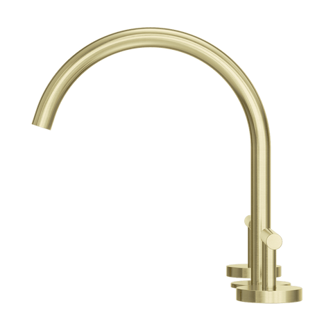 Nero Mecca Lever Hob Kitchen/Bath Set 1/4 Turn 220mm Arc Spout Brushed Gold 25D004BG