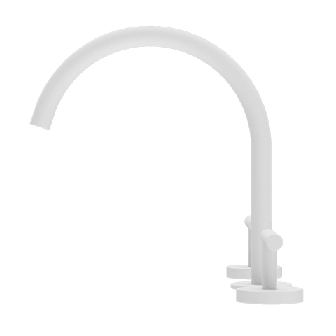 Nero Mecca Lever Hob Kitchen/Bath Set 1/4 Turn 220mm Arc Spout Matte White 25D004MW