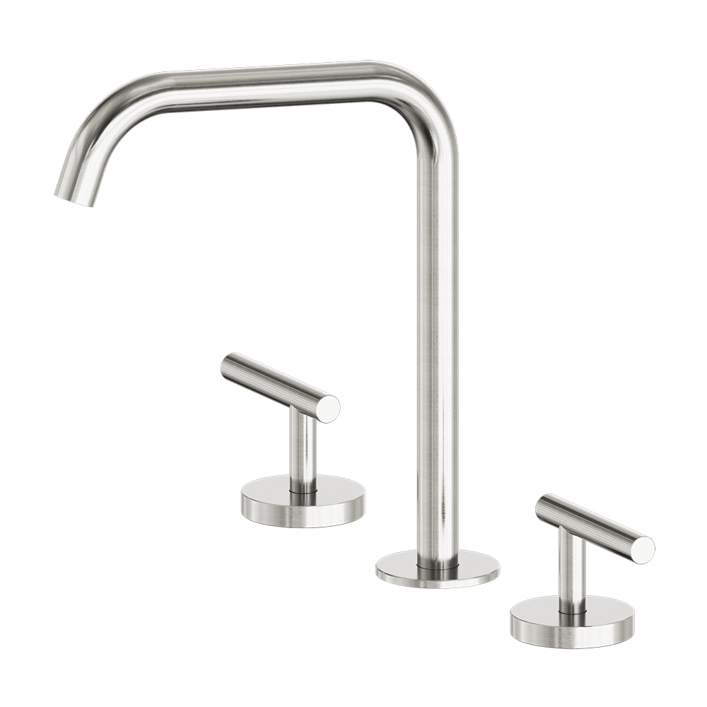 Nero Mecca Lever Hob Kitchen/Bath Set 1/4 Turn 200mm Edge Spout Brushed Nickel 25D005BN