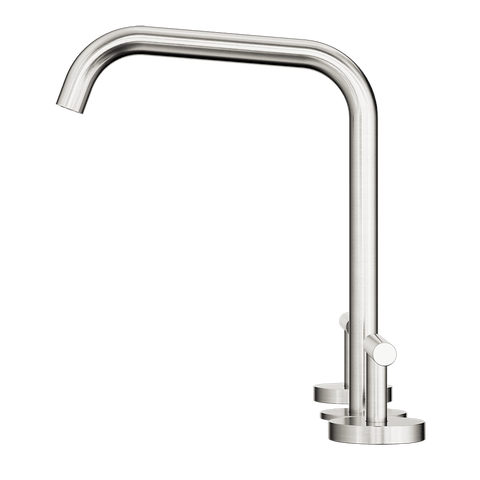 Nero Mecca Lever Hob Kitchen/Bath Set 1/4 Turn 200mm Edge Spout Brushed Nickel 25D005BN