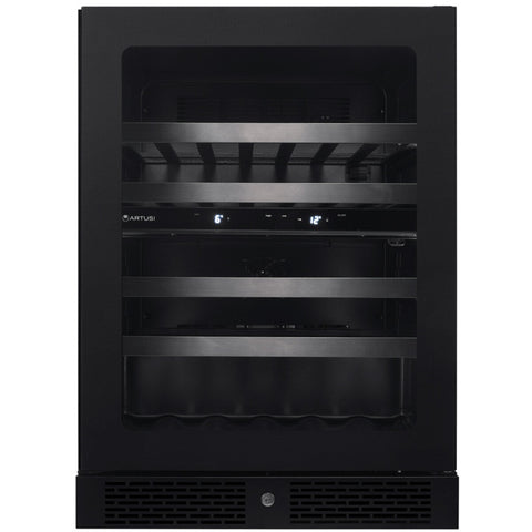 Artusi Dual Zone Wine Cooler 37 Bottle Reversable Door Matte Black AWC37BV