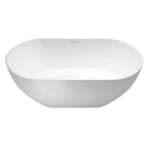 Abey Natural Stone Formoso Freestanding Bath 1500mm (Inc. Plug & Waste) Matte White 27472