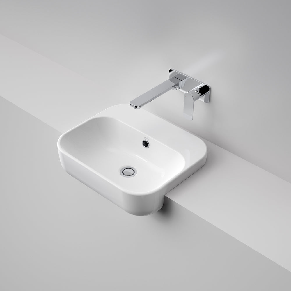 Caroma Luna Semi Recessed Basin No Tap Hole 450mm White 873605W