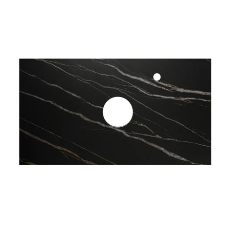 Otti Boston Wall Hung Vanity 600mm (2 O'Clock Taphole) Light Grey / Empire Black Top BS600LGST-EB-2TH