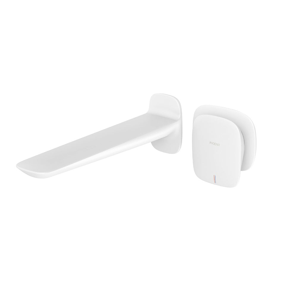 Phoenix Nuage Wall Basin / Bath Mixer Set 200mm Matte White 129-7810-80-1
