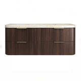 Otti Hanava Curve Fluted Wall Hung Vanity 1500mm Sable Walnut / English Edge 50mm Sand Dune Top HA1500SWST-SD