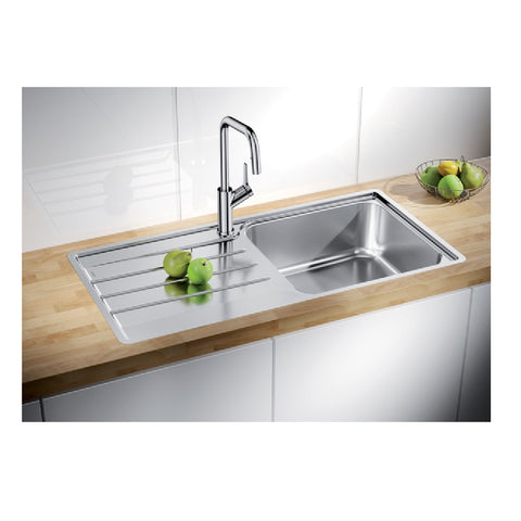 BLANCO Lemis XL 6 S-IF Sink Single Right Hand Bowl With Drainer 100x500mm Stainless Steel 526994 LEMISXL6SRIFK5